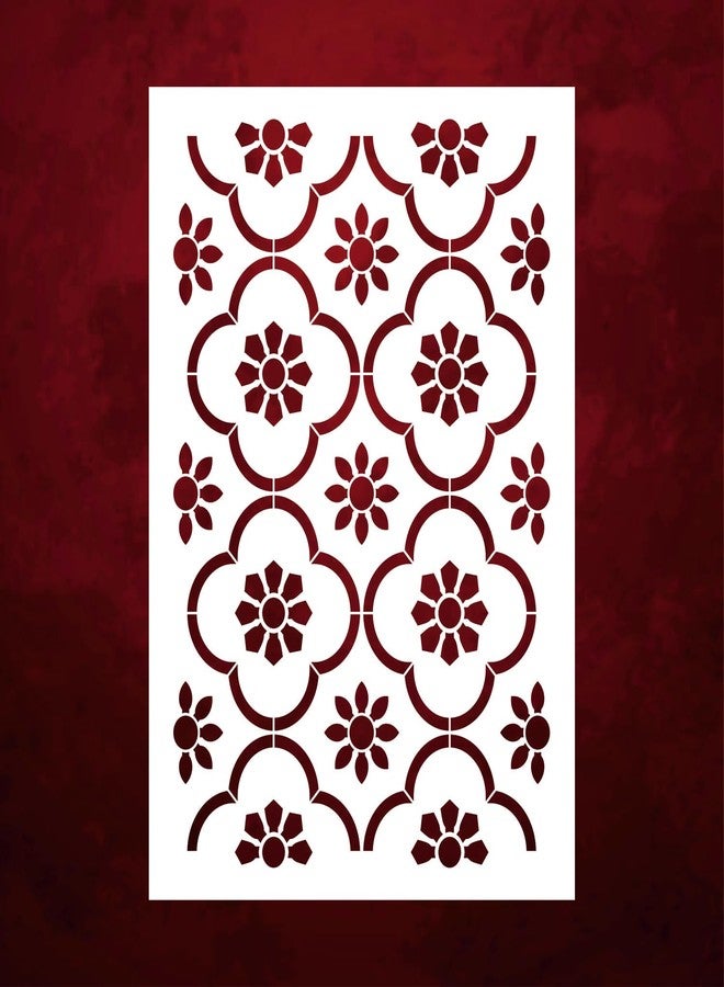 LC Creative Crafts استنسل تصميم جداري بزخارف زهور هندسية | استنسل جداري على الطراز المغربي الحديث | استنسل جداري بتصميم زهور عرقية (20 بوصة × 28 بوصة) -LC000354 (GEO02) - Image 1
